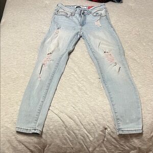 Celebrity Pink Light Blue Distressed Skinny Jeans